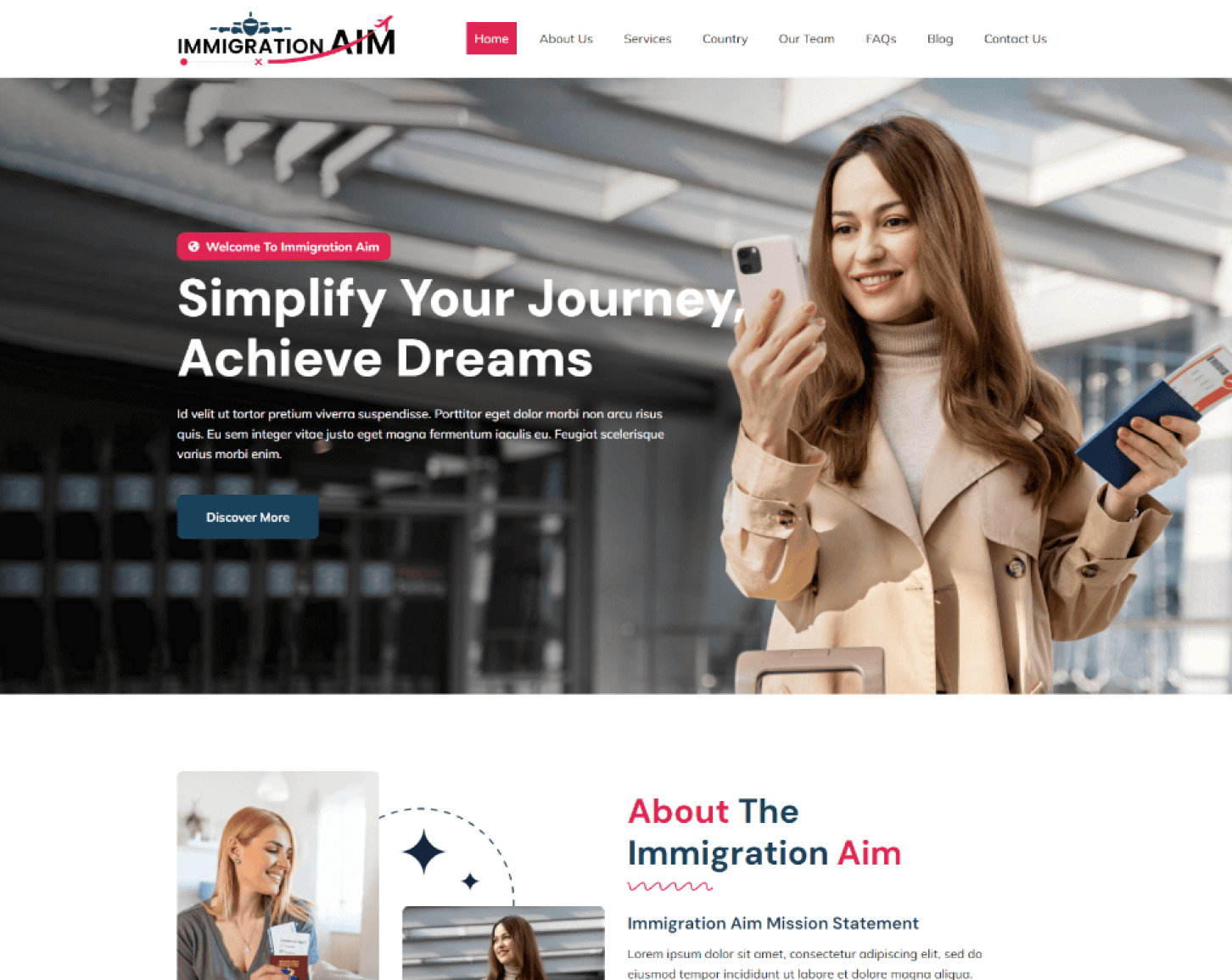 Immigration Aim Homapage