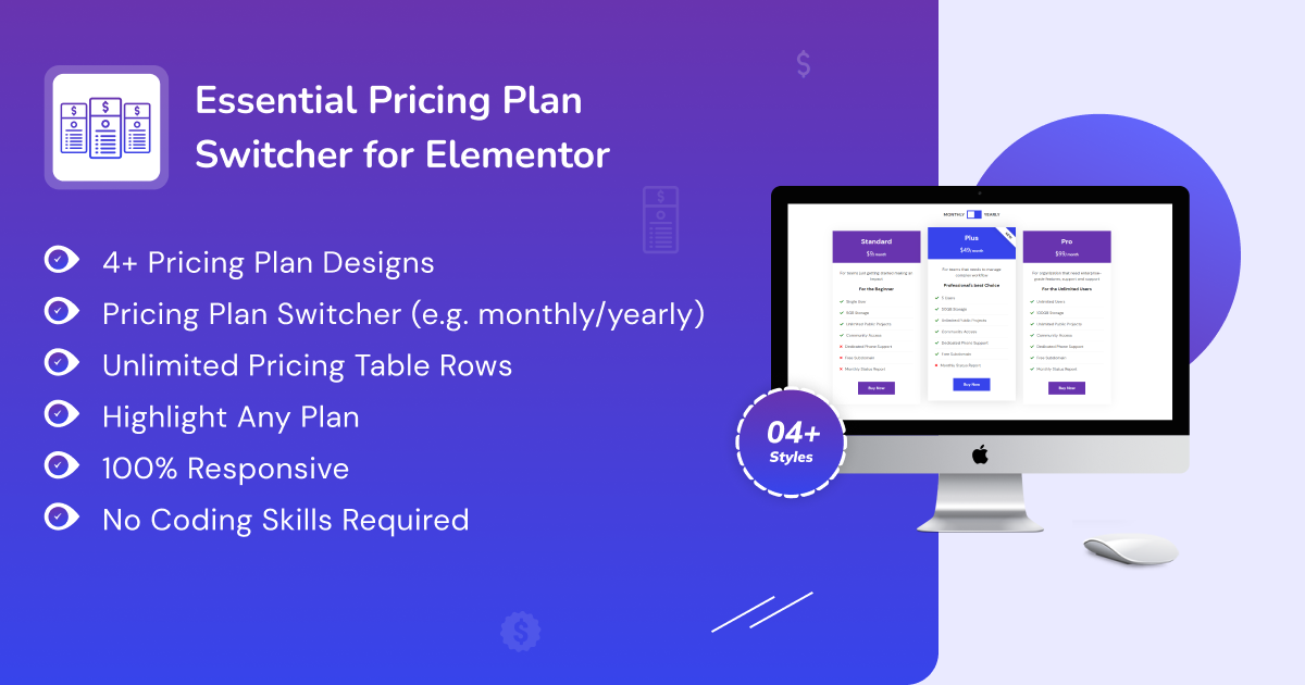 Essential Pricing Plan Switcher For Elementor Product Banner