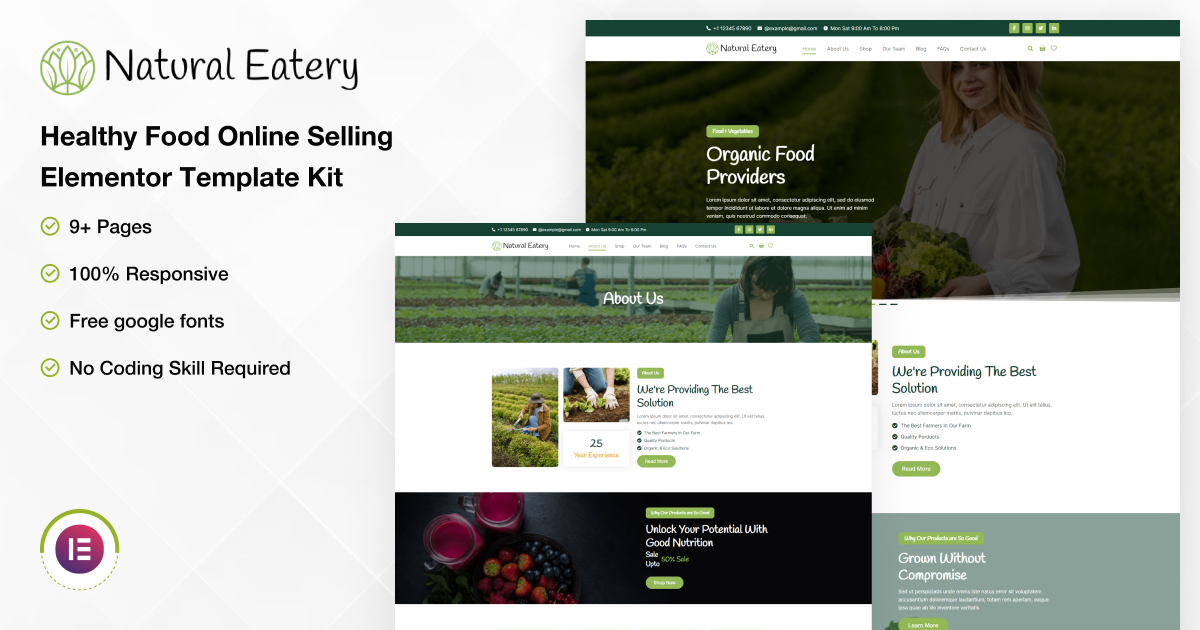 Natural Eatery Elementor Kit Product Banner